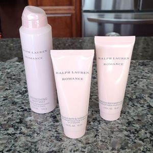 Ralph Lauren romance spray, body wash and lotion